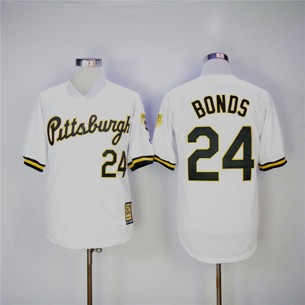 Men Pittsburgh Pirates #24 Bonds White Throwback Game MLB Jerseys